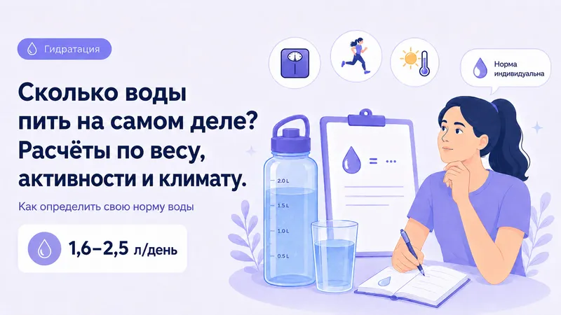 Сколько воды пить на самом деле? Расчёты по весу, активности и климату.